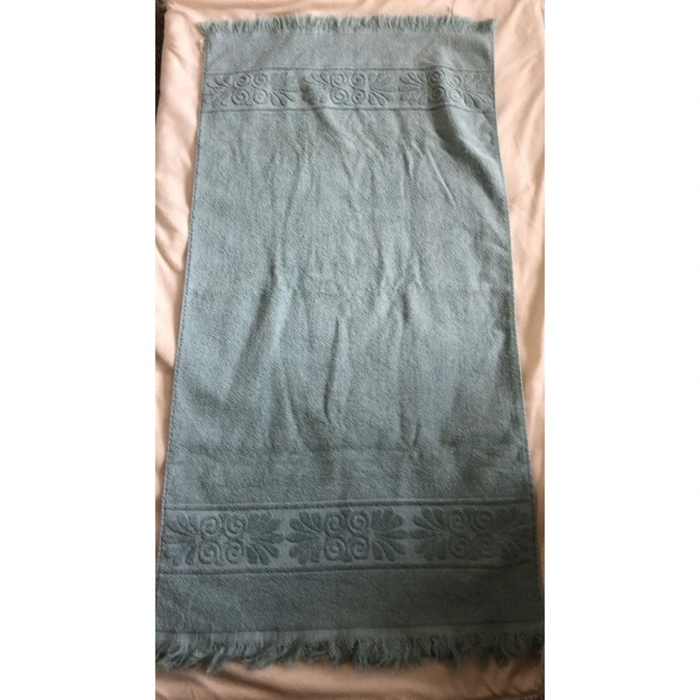 Set 2 Vintage Cannon Monticello Retro MCM Mint Green Bath Towel Set USA